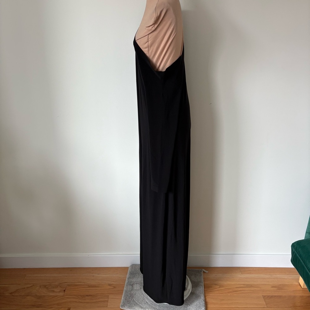 NORMA KAMALI Long Sleeve Drop Shoulder Black Slinky Jersey Jumpsuit EUC Size L - Picture 3 of 11